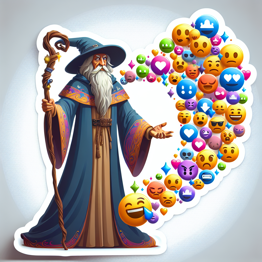 sticker-A wizard casting a spell that turns into emojis-discord stickers-1733096660963